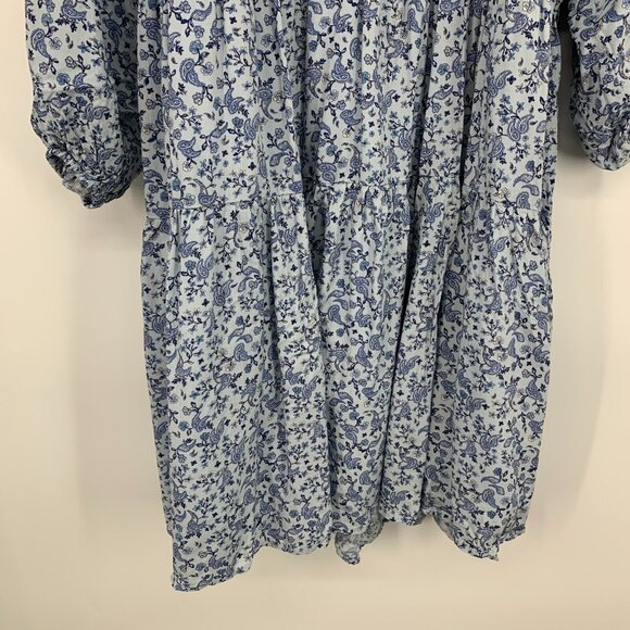 Old Navy Dress Blue Floral Print Mini Swing Long Sleeve - Picture 13 of 13